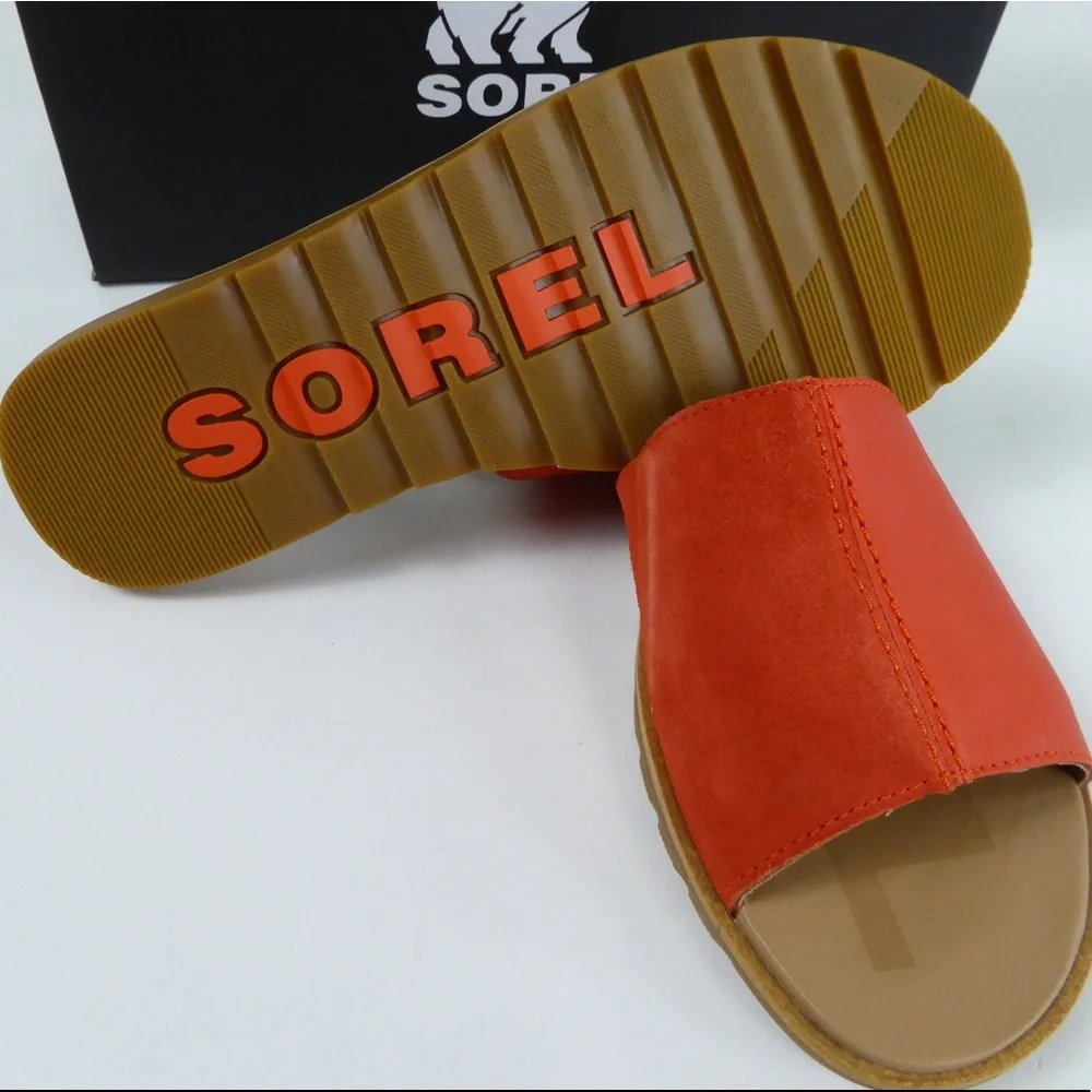Sorel Ella II Block Suede Leather Slide Sandal NIB Signal Red - Picture 5 of 8